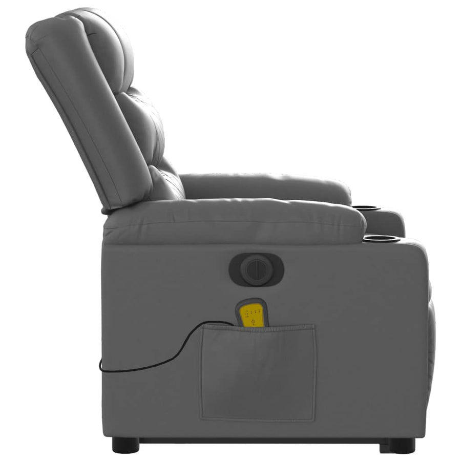 Sta-Op-Massagestoel Elektrisch Kunstleer Grijs Ja Elektrisch verstelbaar