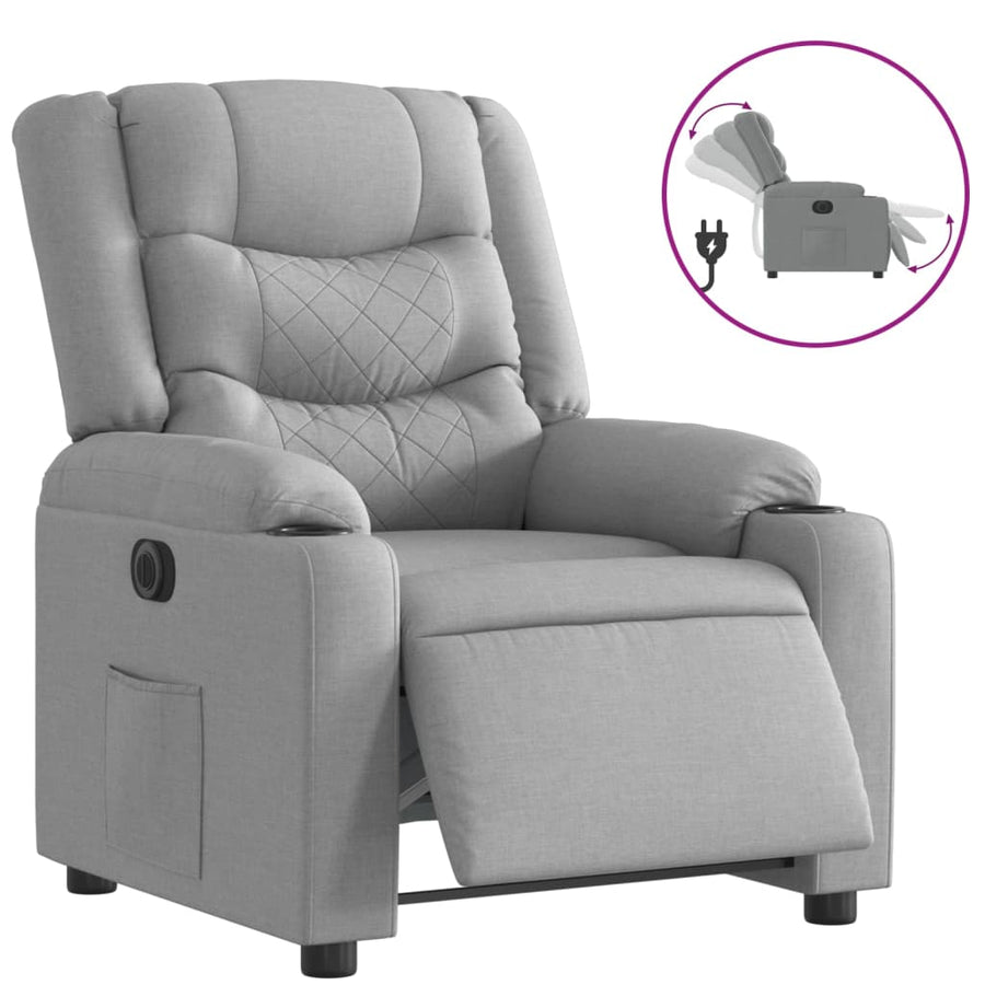 Fauteuil elektrisch verstelbaar stof lichtgrijs