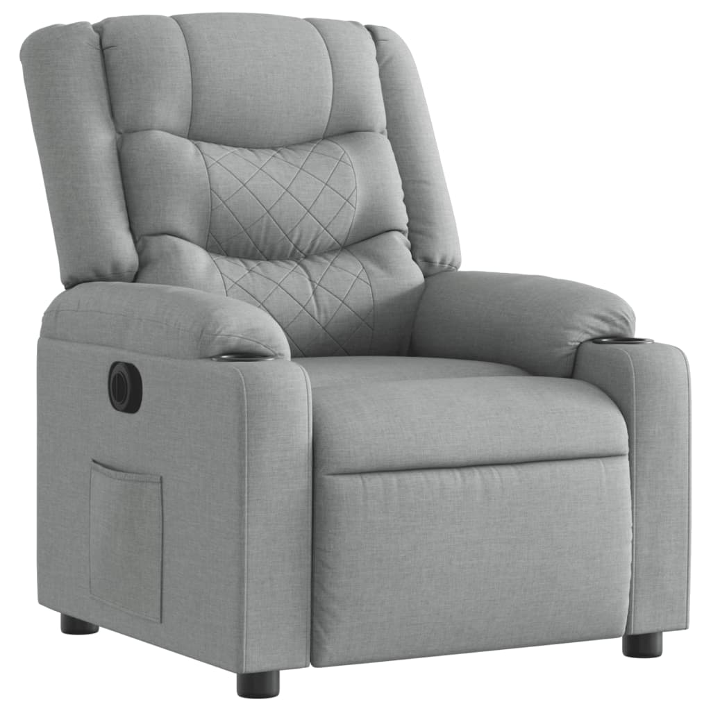 Fauteuil elektrisch verstelbaar stof lichtgrijs