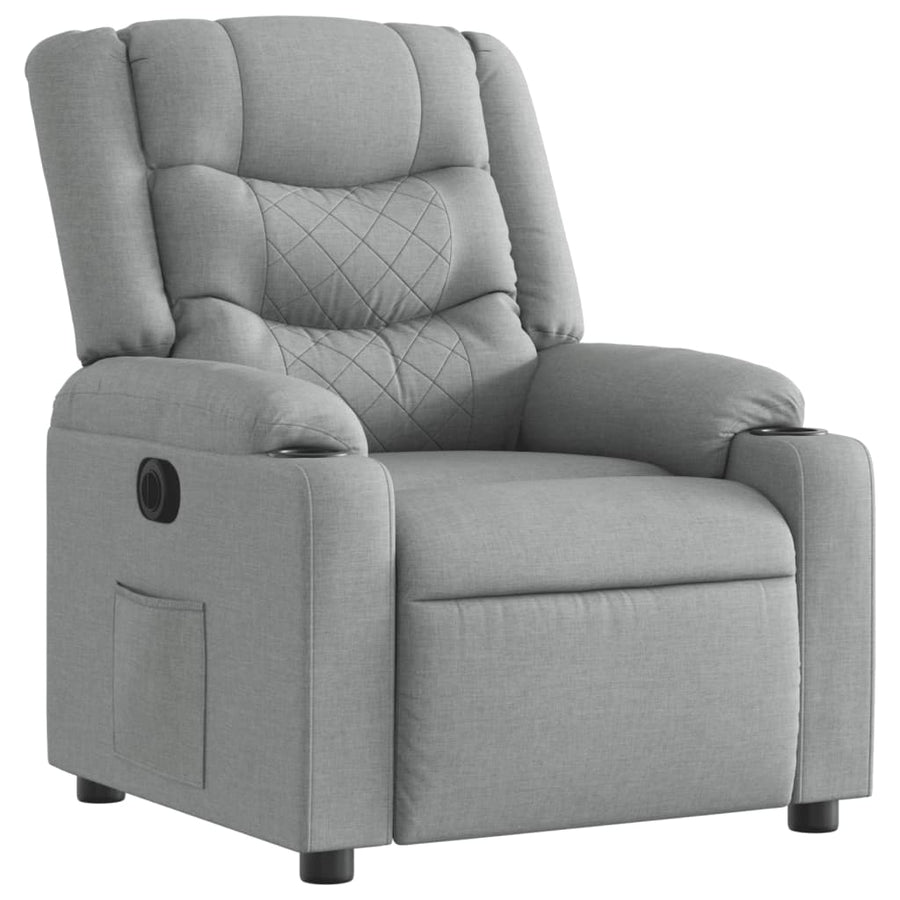 Fauteuil elektrisch verstelbaar stof lichtgrijs