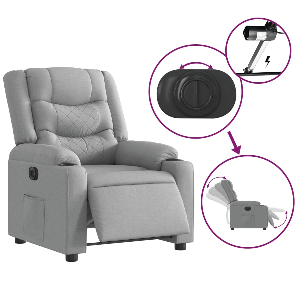Fauteuil elektrisch verstelbaar stof lichtgrijs