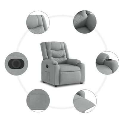 Fauteuil elektrisch verstelbaar stof lichtgrijs