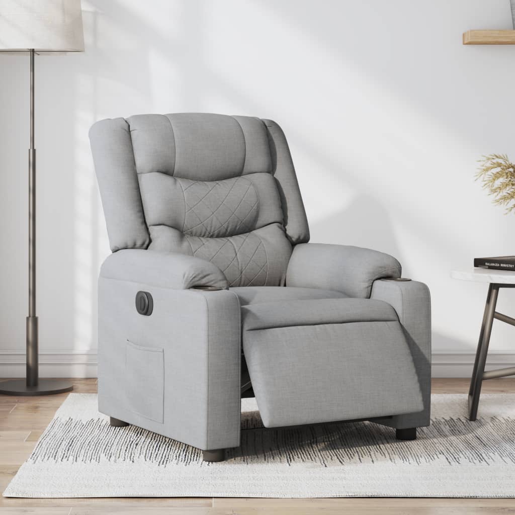 Fauteuil elektrisch verstelbaar stof lichtgrijs