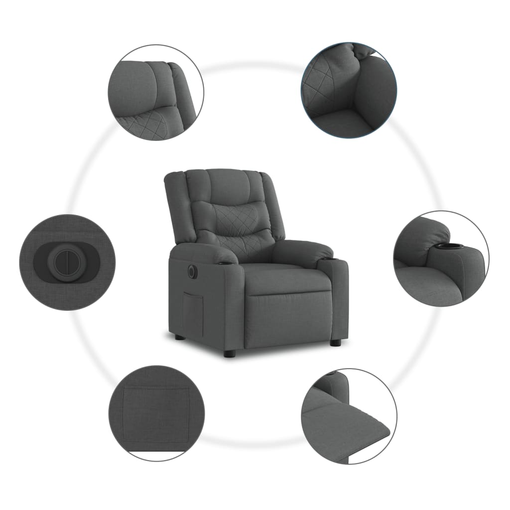 Fauteuil Stof Donkergrijs Nee Elektrisch verstelbaar