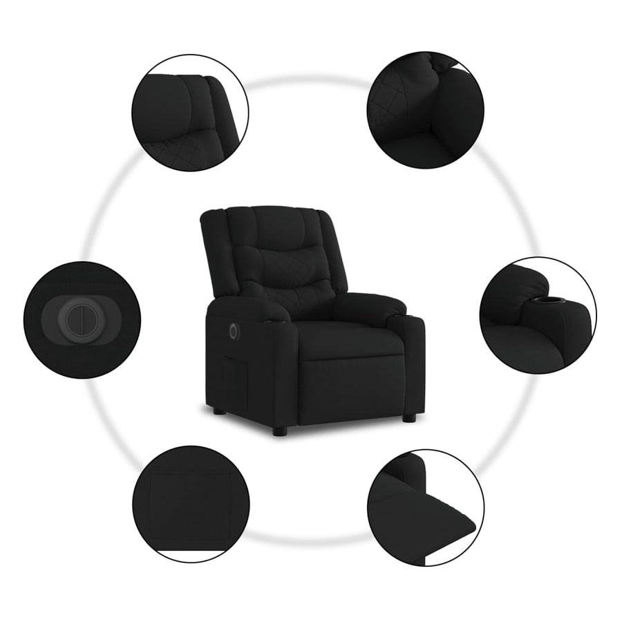 Fauteuil Verstelbaar Elektrisch Stof Zwart Nee Elektrisch verstelbaar