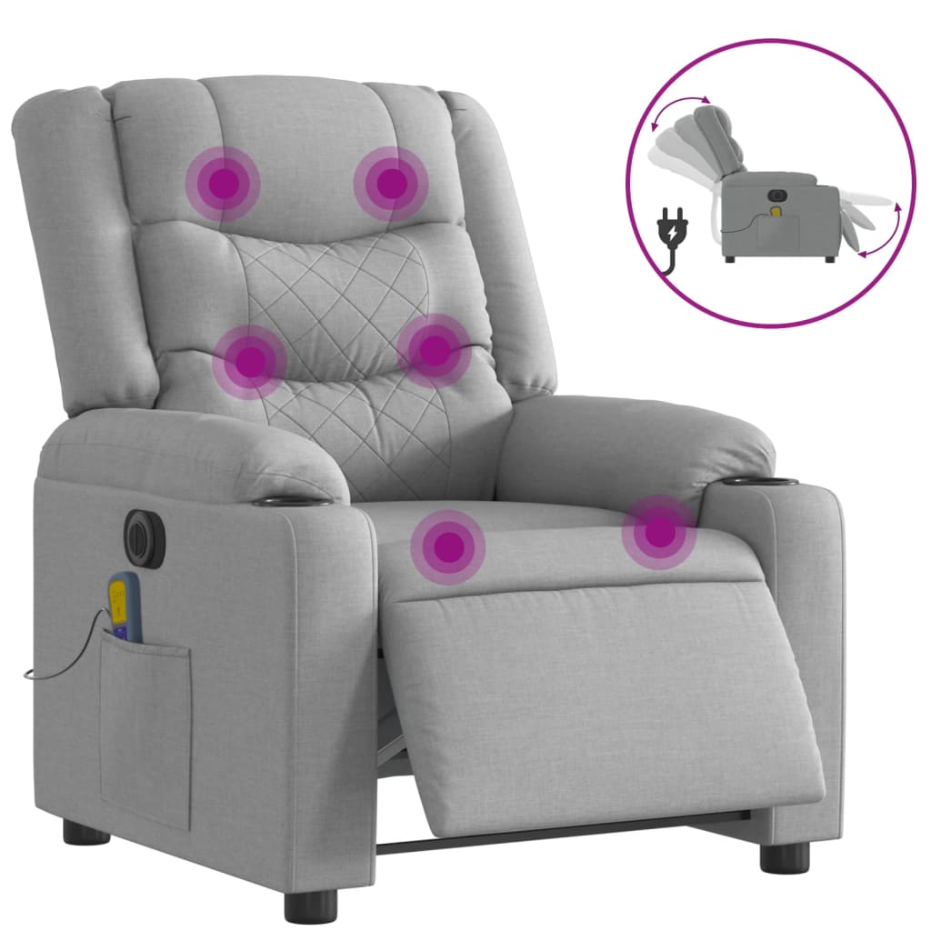 Massagestoel Stof Lichtgrijs Ja Elektrisch verstelbaar