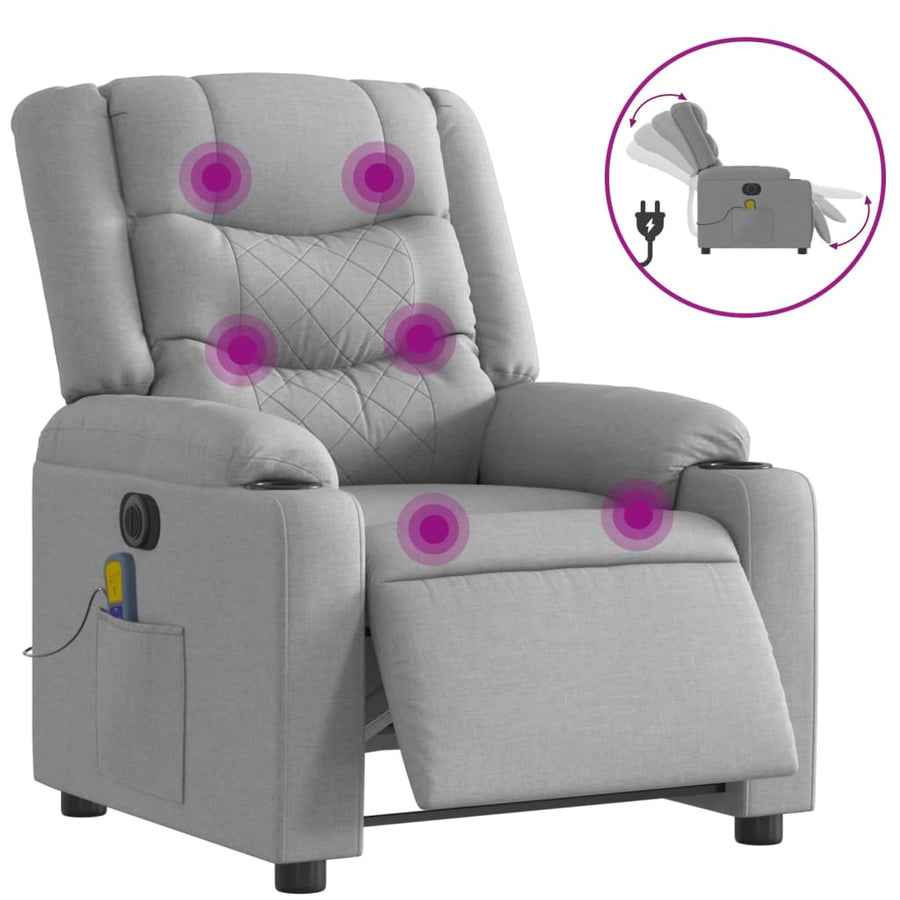 Massagestoel Stof Lichtgrijs Ja Elektrisch verstelbaar
