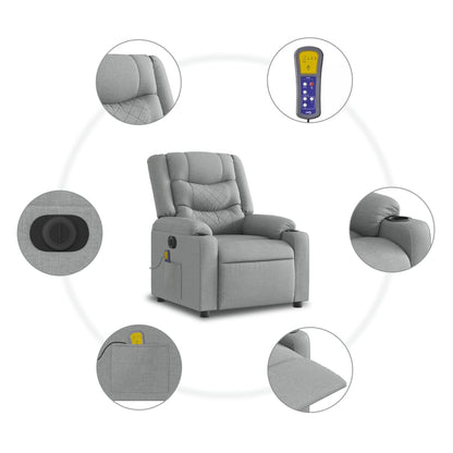 Massagestoel Stof Lichtgrijs Ja Elektrisch verstelbaar
