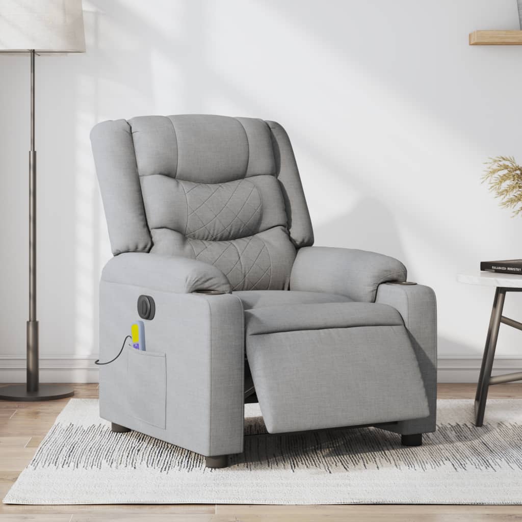 Massagestoel Stof Lichtgrijs Ja Elektrisch verstelbaar