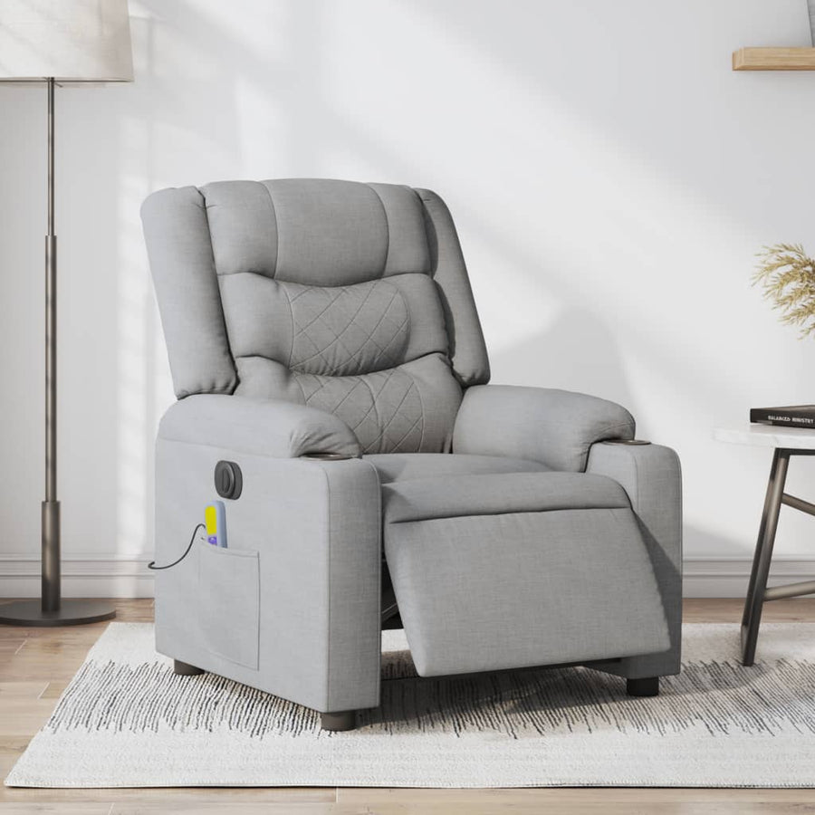 Massagestoel Stof Lichtgrijs Ja Elektrisch verstelbaar
