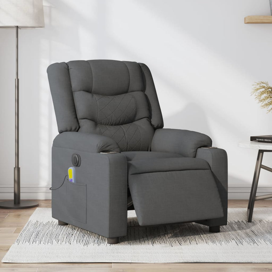 Massagestoel Stof Donkergrijs Ja Elektrisch verstelbaar