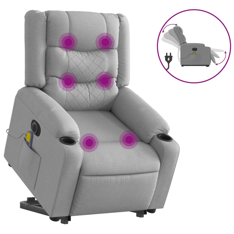 Sta-Op-Massagestoel Stof Lichtgrijs Ja Elektrisch verstelbaar