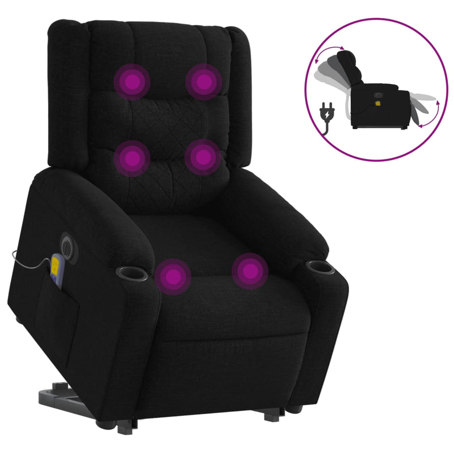 Sta-Op-Massagestoel Stof Zwart Ja Elektrisch verstelbaar