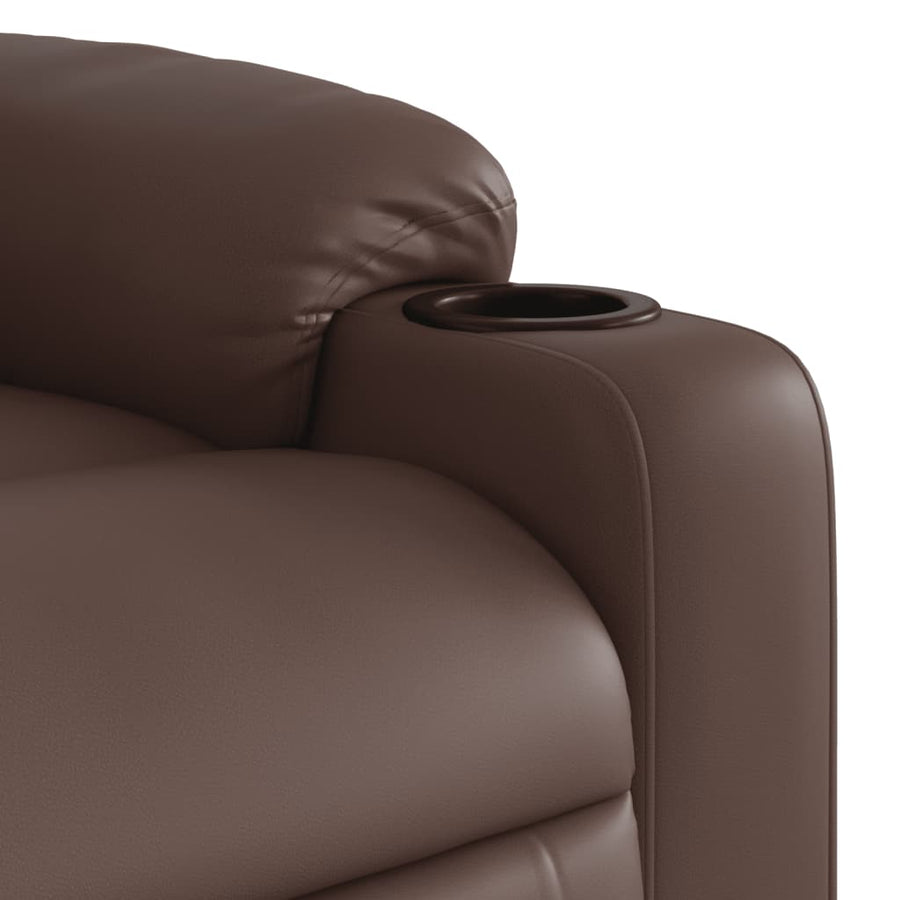 Fauteuil verstelbaar elektrisch kunstleer bruin
