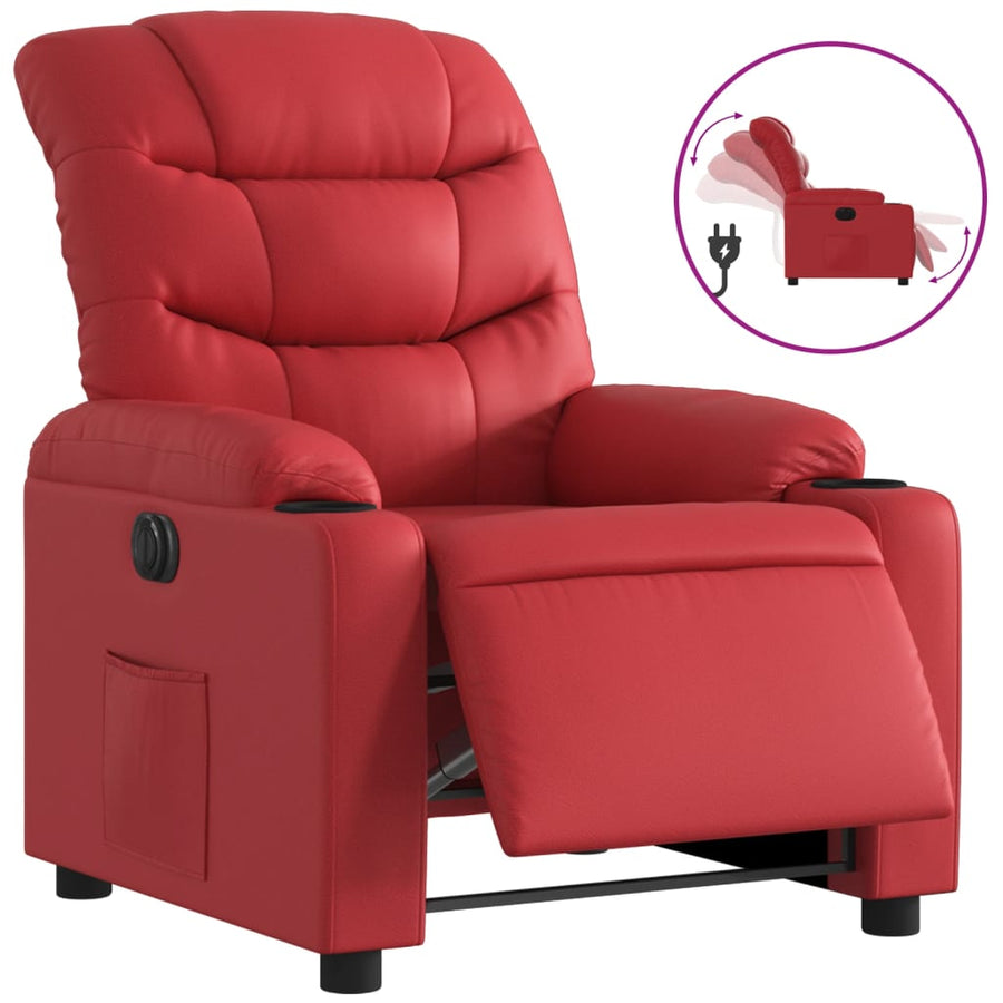 Fauteuil verstelbaar elektrisch kunstleer rood