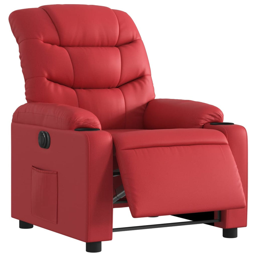 Fauteuil verstelbaar elektrisch kunstleer rood