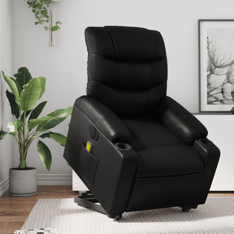 Sta-Op-Massagestoel Elektrisch Kunstleer Zwart Ja Elektrisch verstelbaar