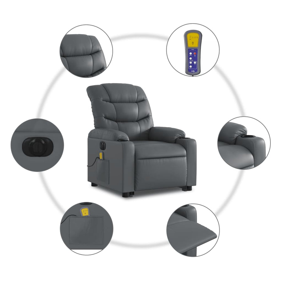 Sta-Op-Massagestoel Elektrisch Kunstleer Grijs Ja Elektrisch verstelbaar