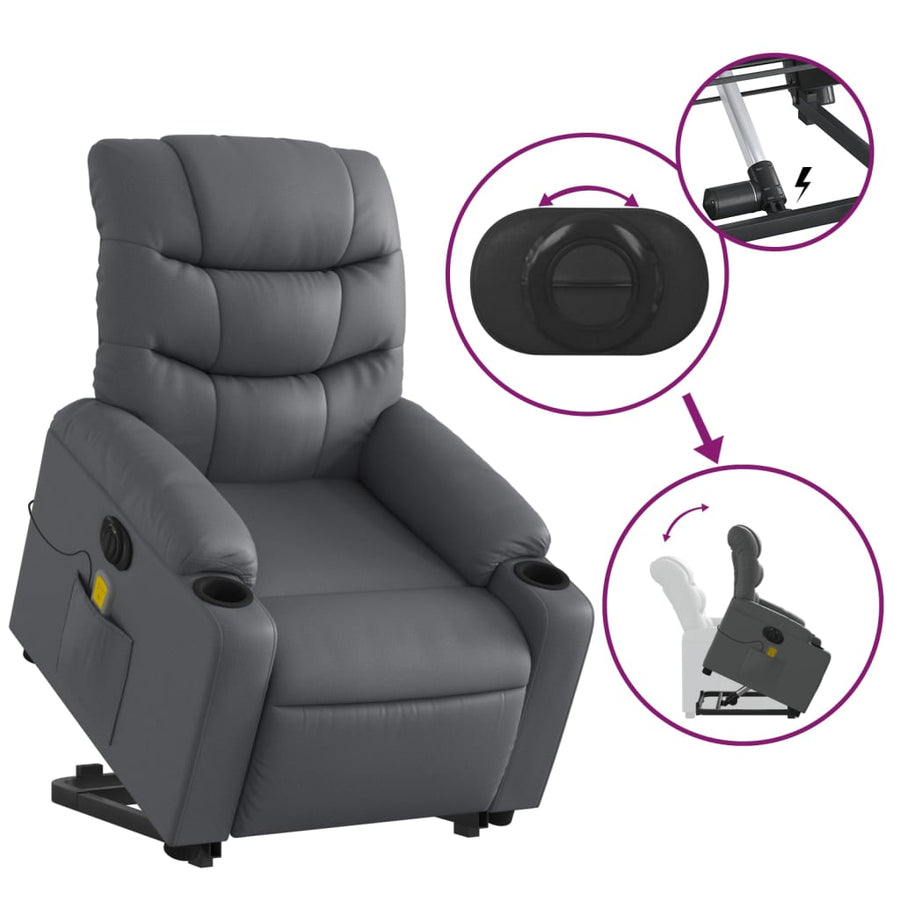 Sta-Op-Massagestoel Elektrisch Kunstleer Grijs Ja Elektrisch verstelbaar