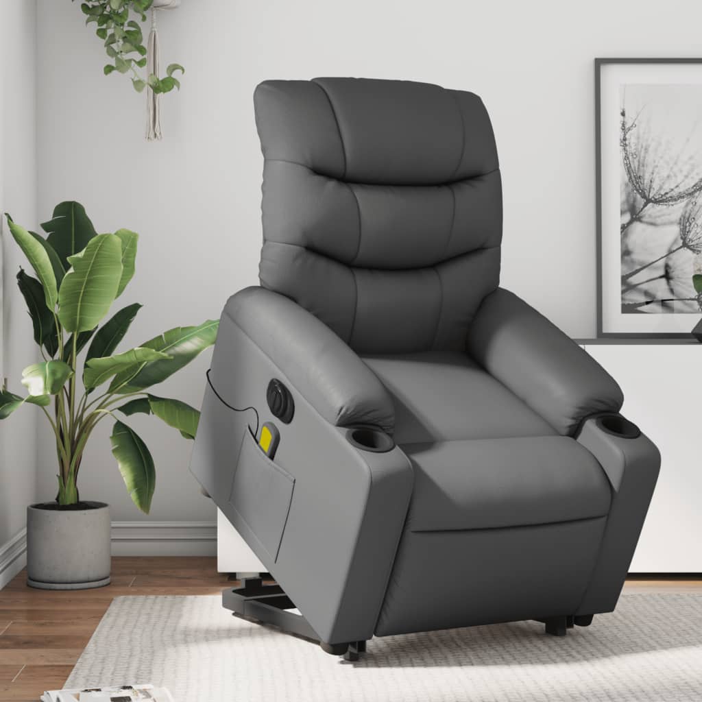 Sta-Op-Massagestoel Elektrisch Kunstleer Grijs Ja Elektrisch verstelbaar