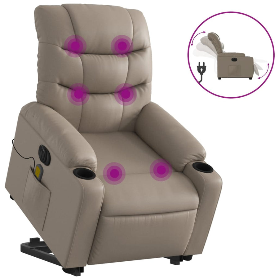 Sta-Op-Massagestoel Elektrisch Kunstleer Kleurig Cappuccino Ja Elektrisch verstelbaar