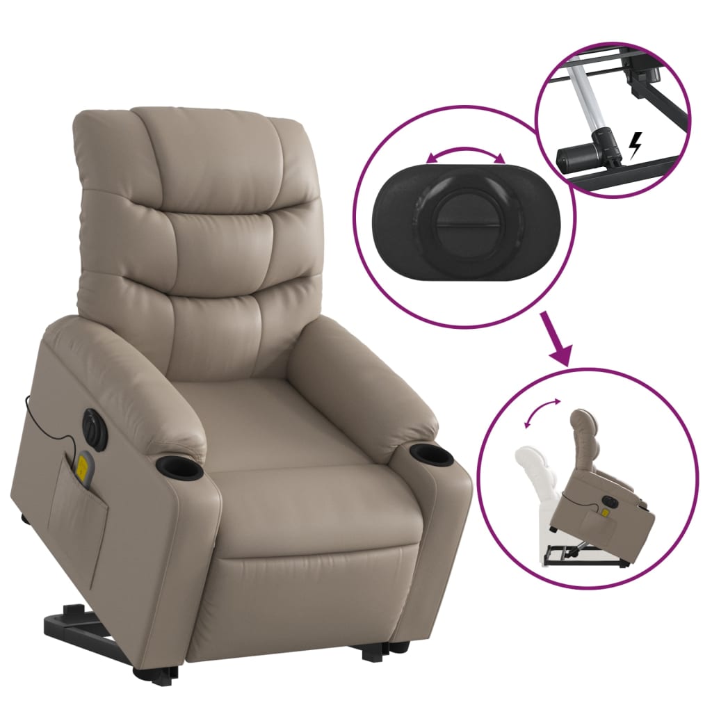 Sta-Op-Massagestoel Elektrisch Kunstleer Kleurig Cappuccino Ja Elektrisch verstelbaar