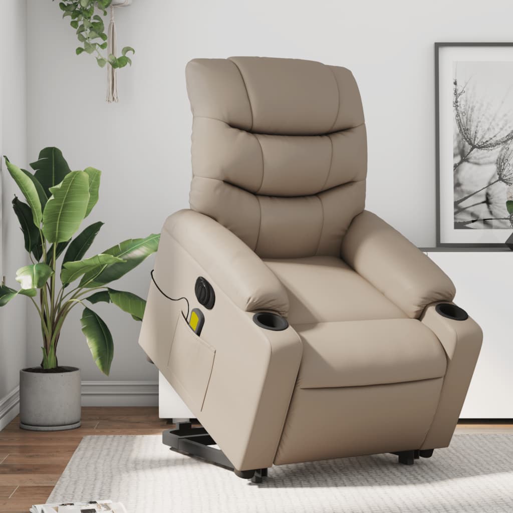 Sta-Op-Massagestoel Elektrisch Kunstleer Kleurig Cappuccino Ja Elektrisch verstelbaar