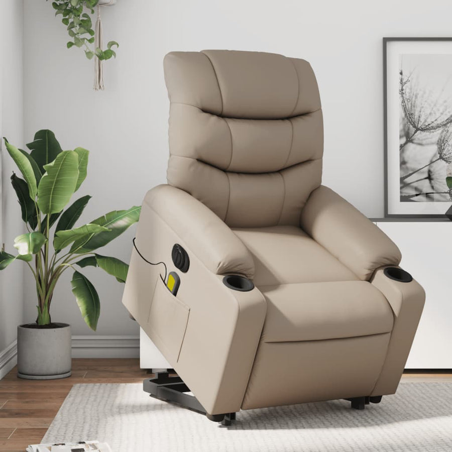 Sta-Op-Massagestoel Elektrisch Kunstleer Kleurig Cappuccino Ja Elektrisch verstelbaar
