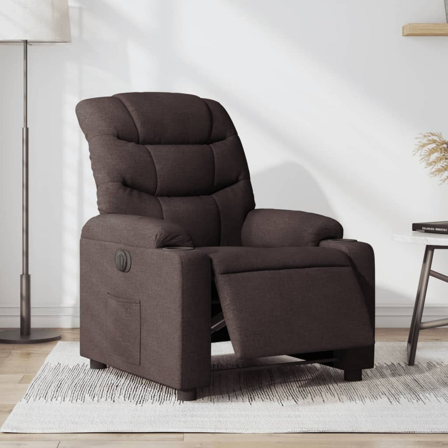 Fauteuil verstelbaar elektrisch stof donkerbruin