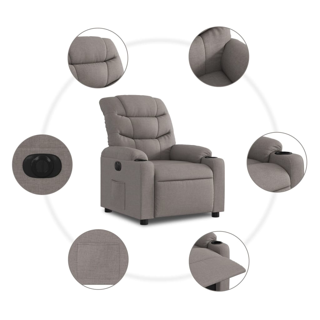 Fauteuil Verstelbaar Elektrisch Stof Taupe Nee Elektrisch verstelbaar