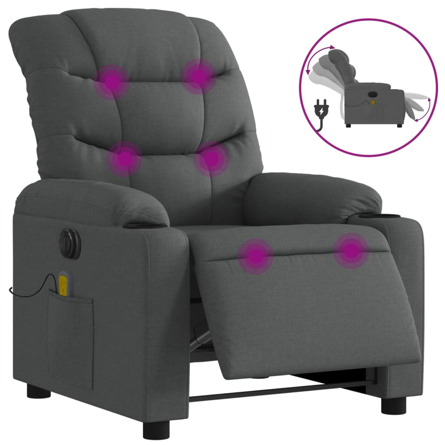 Massagestoel Stof Donkergrijs Ja Elektrisch verstelbaar