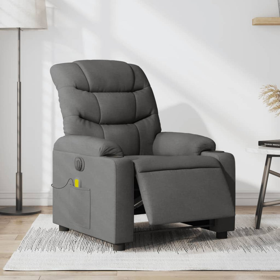 Massagestoel Stof Donkergrijs Ja Elektrisch verstelbaar