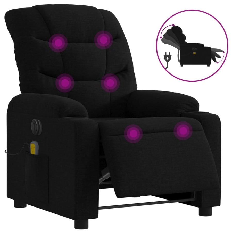 Massagestoel Stof Zwart Ja Elektrisch verstelbaar