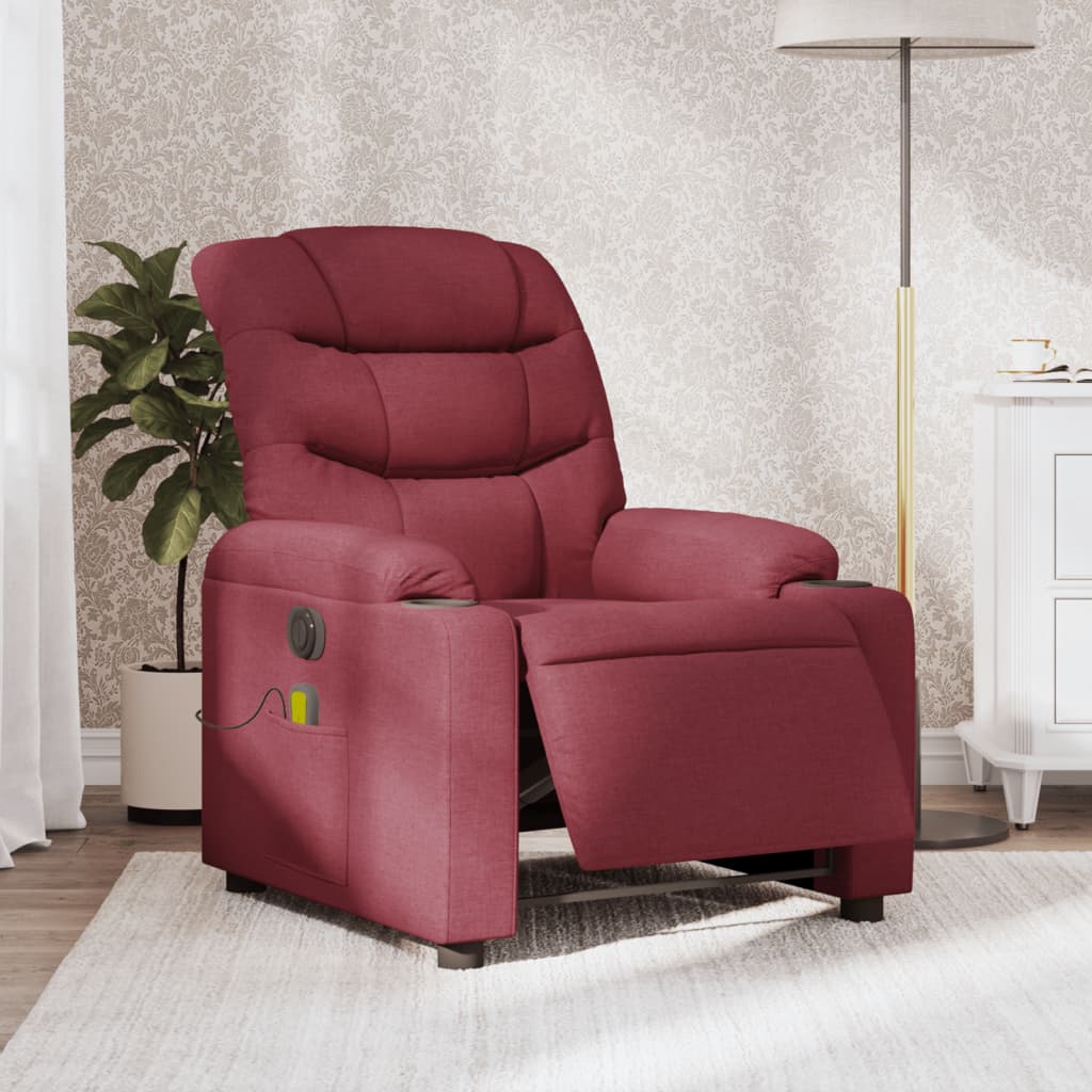 Massagestoel Stof Wijnrood Ja Elektrisch verstelbaar