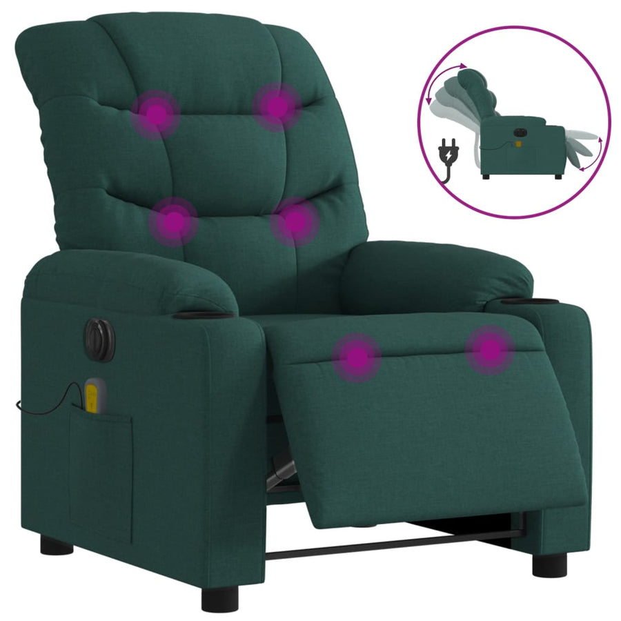 Massagestoel Stof Donkergroen Ja Elektrisch verstelbaar