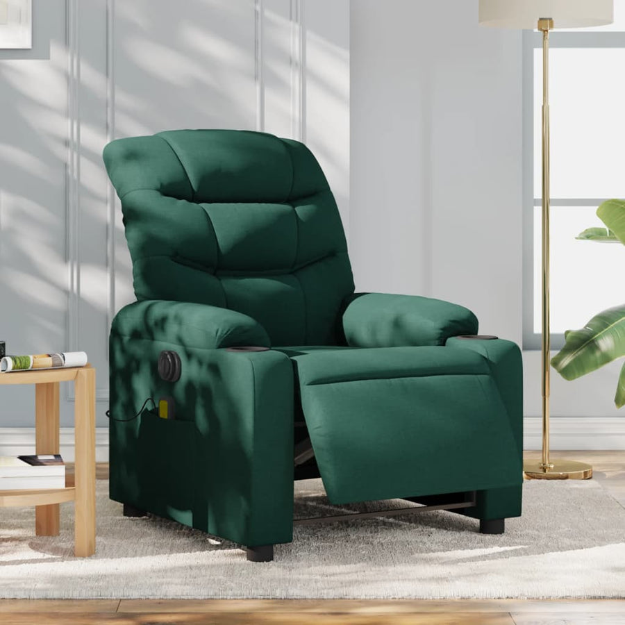 Massagestoel Stof Donkergroen Ja Elektrisch verstelbaar