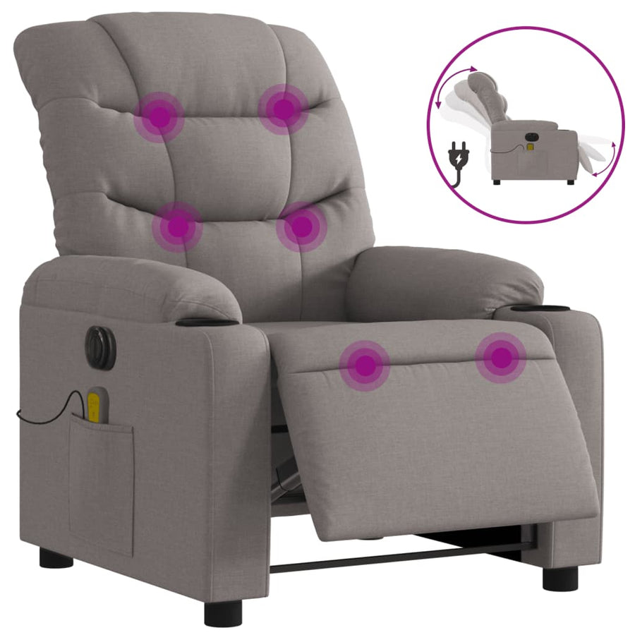 Massagestoel Stof Taupe Ja Elektrisch verstelbaar