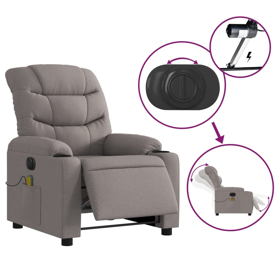 Massagestoel Stof Taupe Ja Elektrisch verstelbaar