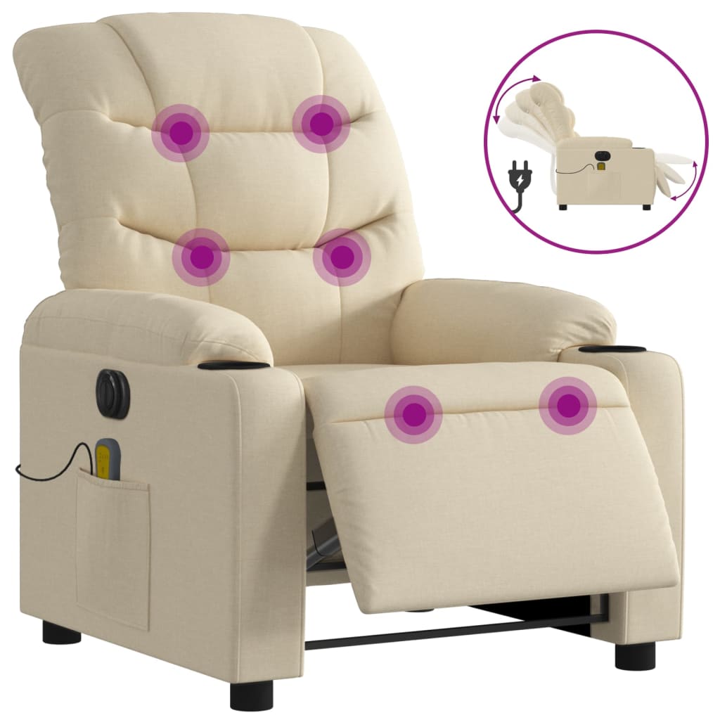 Massagestoel Stof Kleurig Crème Ja Elektrisch verstelbaar