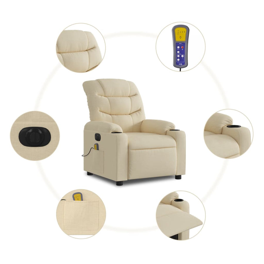 Massagestoel Stof Kleurig Crème Ja Elektrisch verstelbaar
