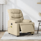Electric massage chair, adjustable, fabric, cream-colored