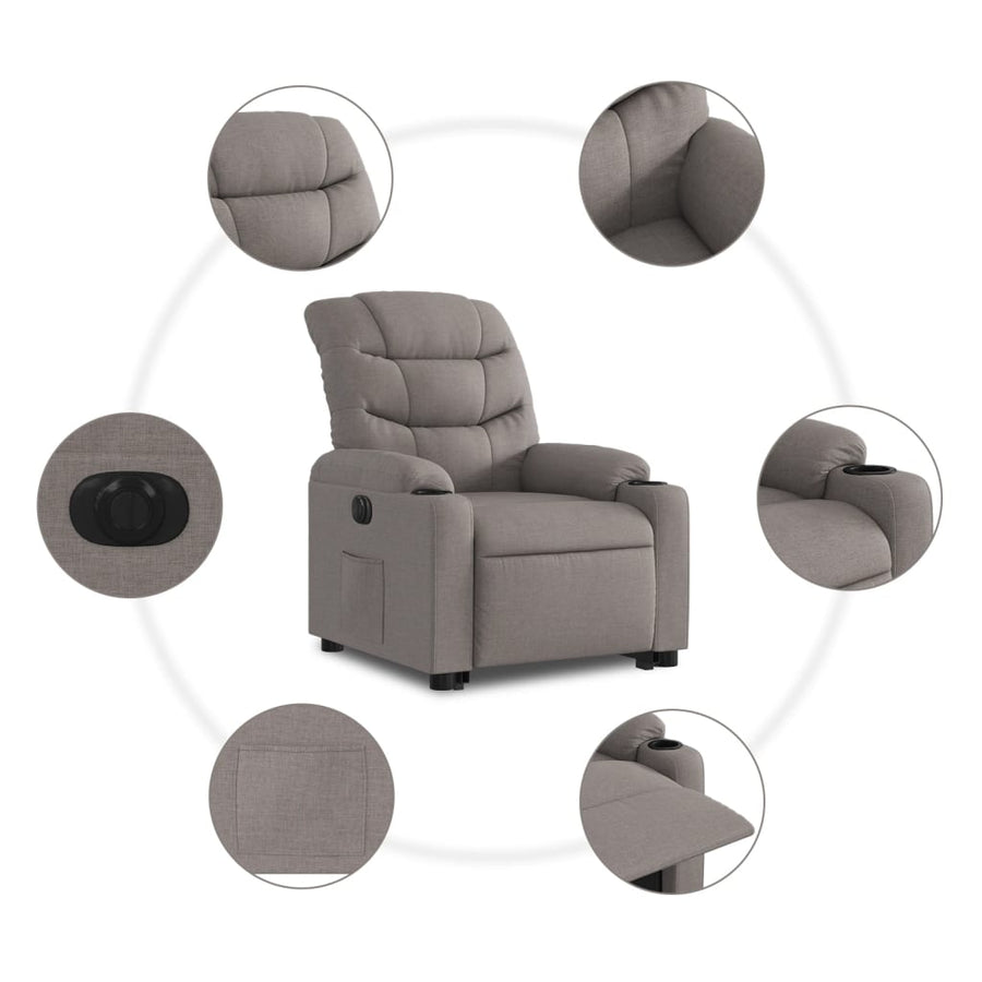 Sta-Op-Stoel Stof Taupe Nee Elektrisch verstelbaar