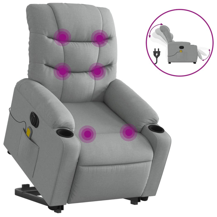 Sta-Op-Massagestoel Stof Lichtgrijs Ja Elektrisch verstelbaar