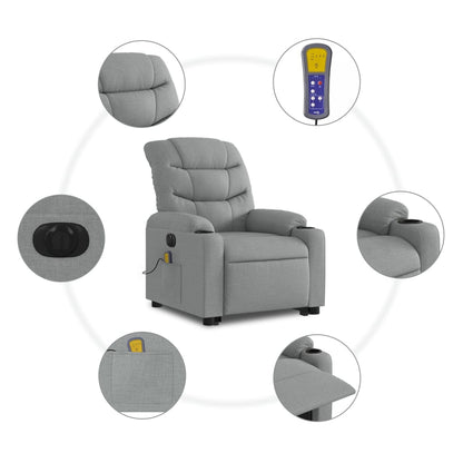 Sta-Op-Massagestoel Stof Lichtgrijs Ja Elektrisch verstelbaar