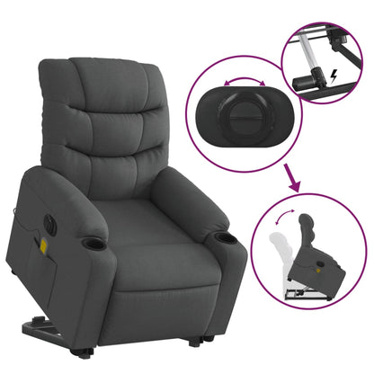 Sta-Op-Massagestoel Stof Donkergrijs Ja Elektrisch verstelbaar