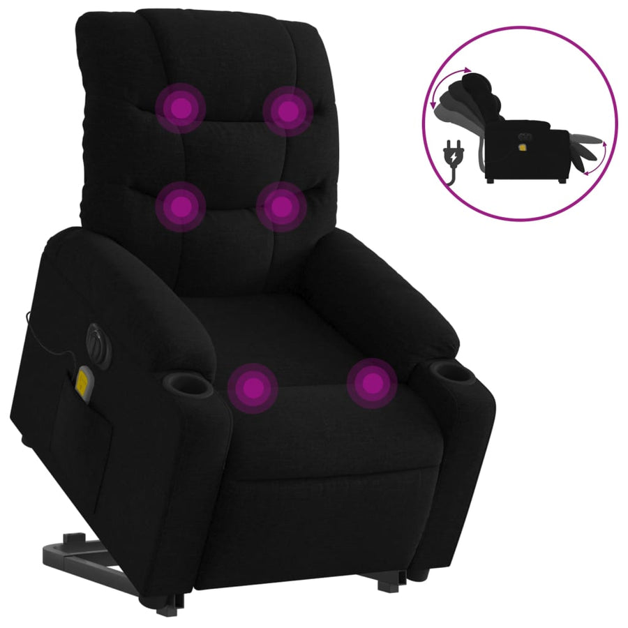 Sta-Op-Massagestoel Stof Zwart Ja Elektrisch verstelbaar