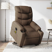 Lift-recline massage chair electric adjustable fabric brown