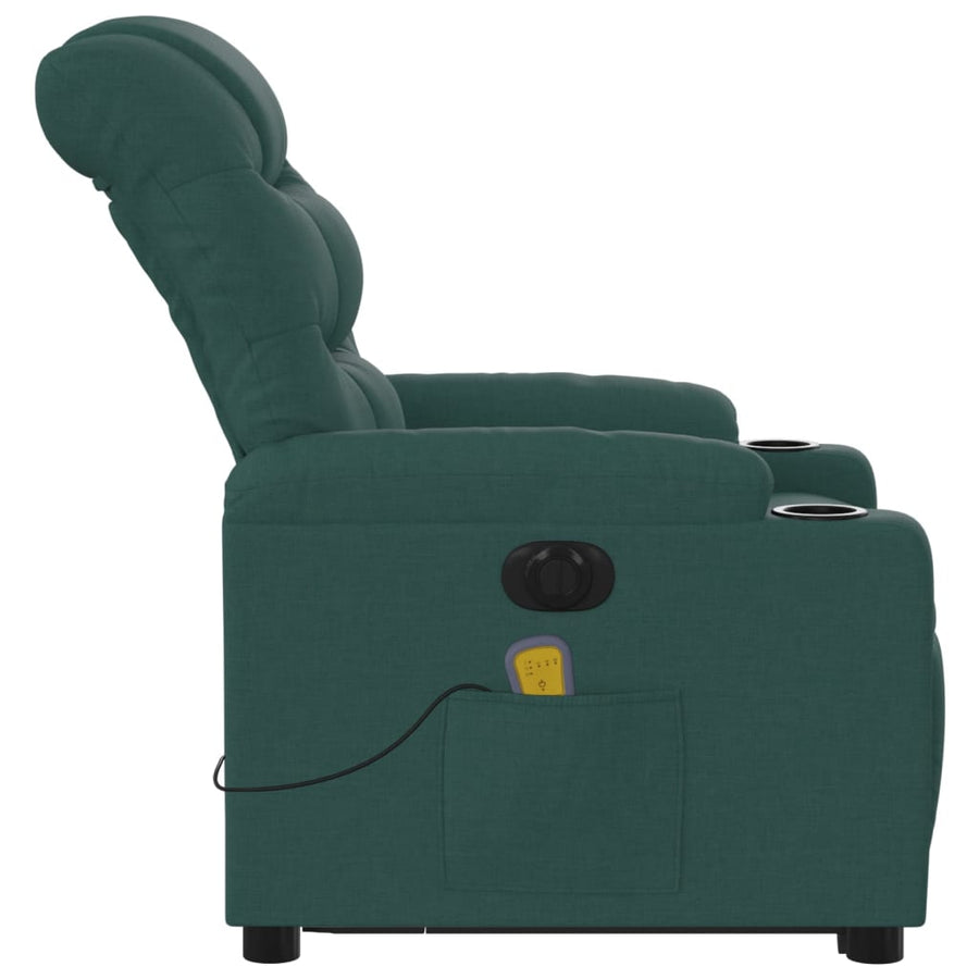 Sta-Op-Massagestoel Stof Donkergroen Ja Elektrisch verstelbaar
