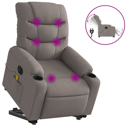 Sta-Op-Massagestoel Stof Taupe Ja Elektrisch verstelbaar