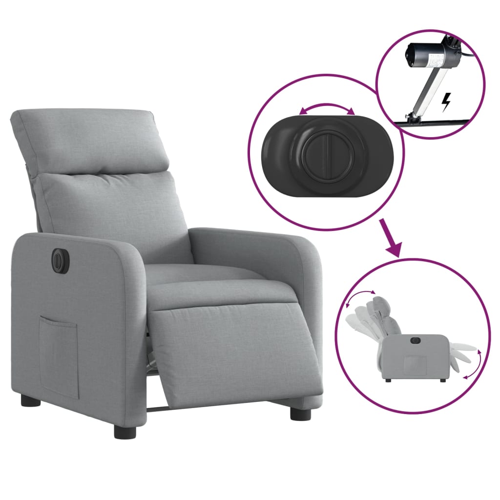 Fauteuil Stof Lichtgrijs Elektrisch verstelbaar Nee
